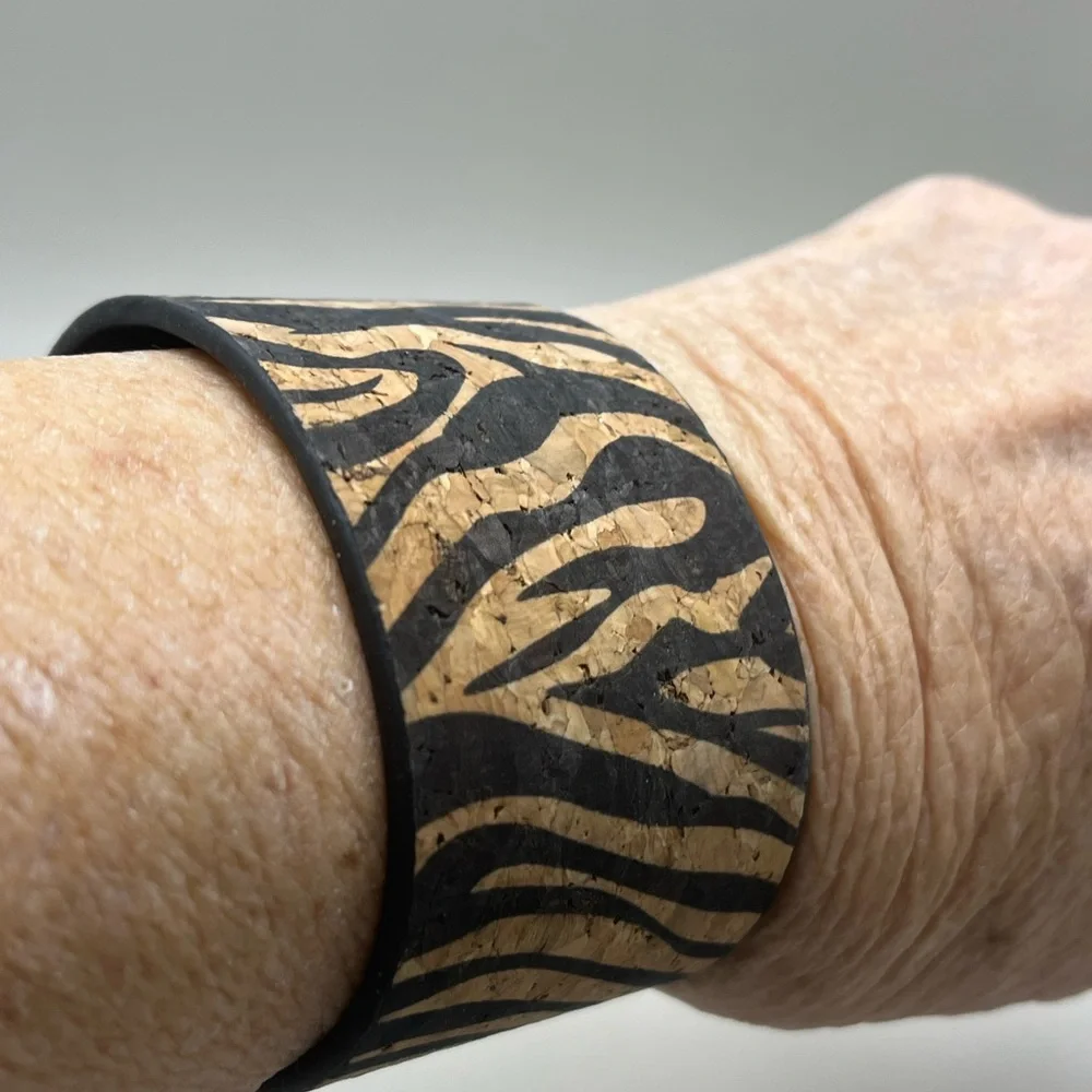 Zebra Print Cuff Cork Bracelet